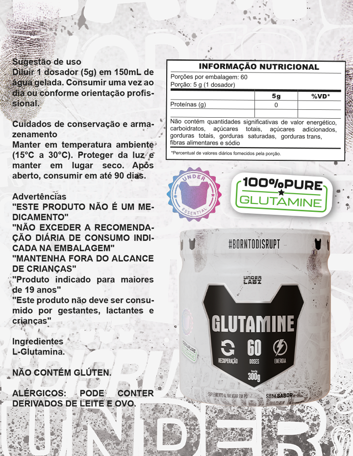 GLUTAMINA 100% PURE BORNTODISRUPT 300G